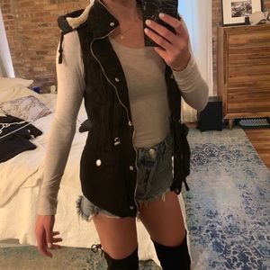 Black fur lined vest